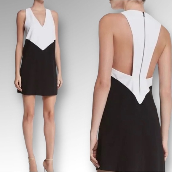 Alice + Olivia Maya Colorblock Racerback Dress Navy/White Tank Dress Size S/P - Picture 1 of 9